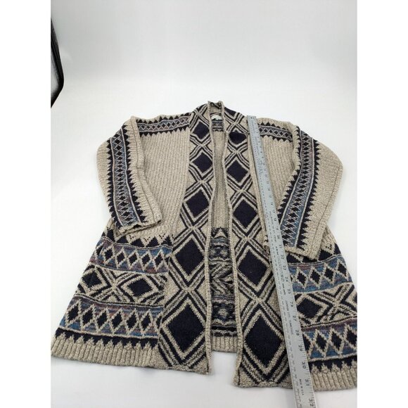 Lucky‎ Brand Cardigan Womens XS/S Oatmeal Southwestern Open Front Knit Sweater - Picture 2 of 8